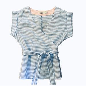 Vineyard Vines Feeder Stripe Linen Wrap Top